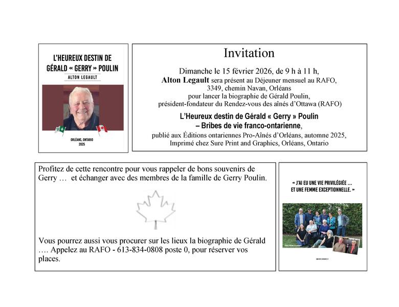 Lancement de livre - Biographie de Gérald Poulin