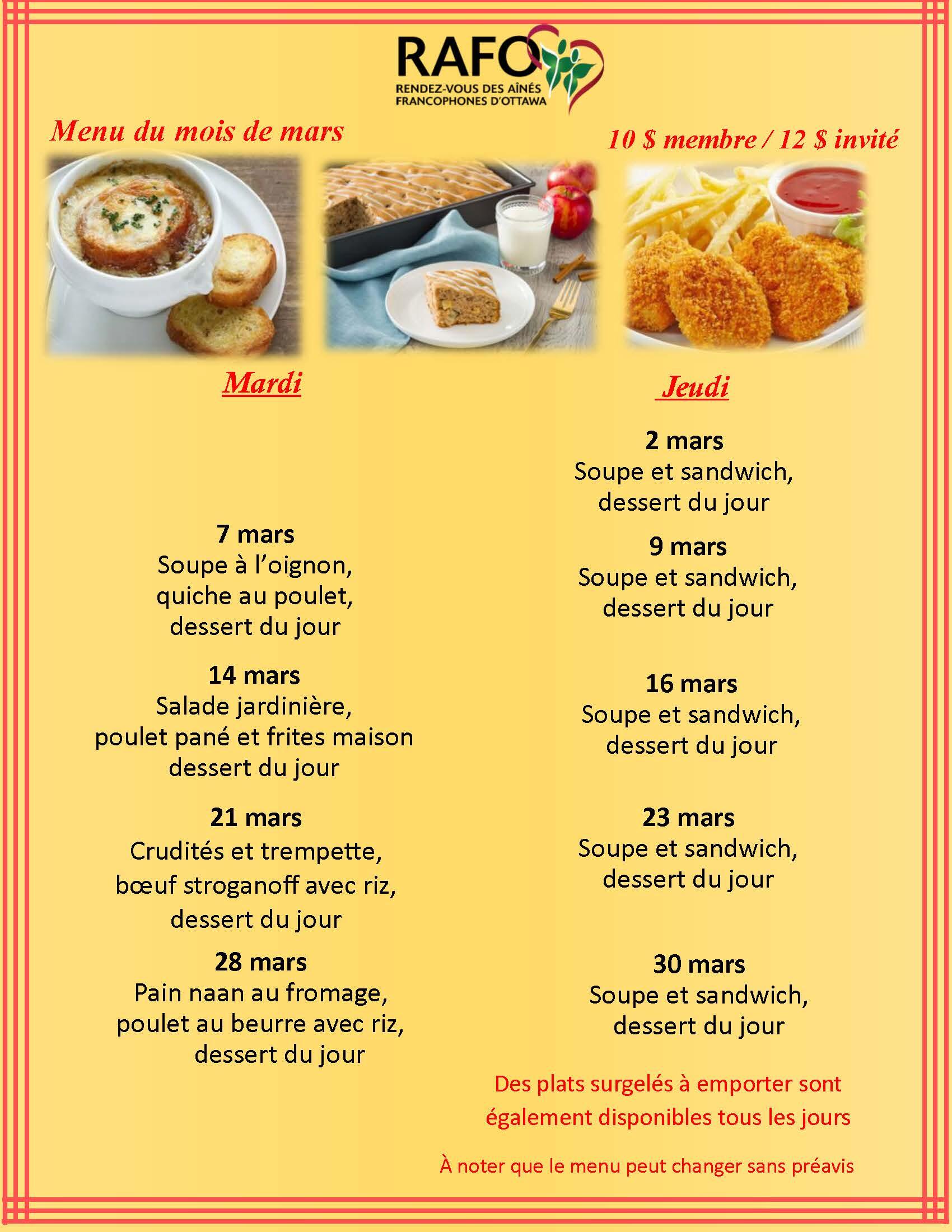Menu du mois