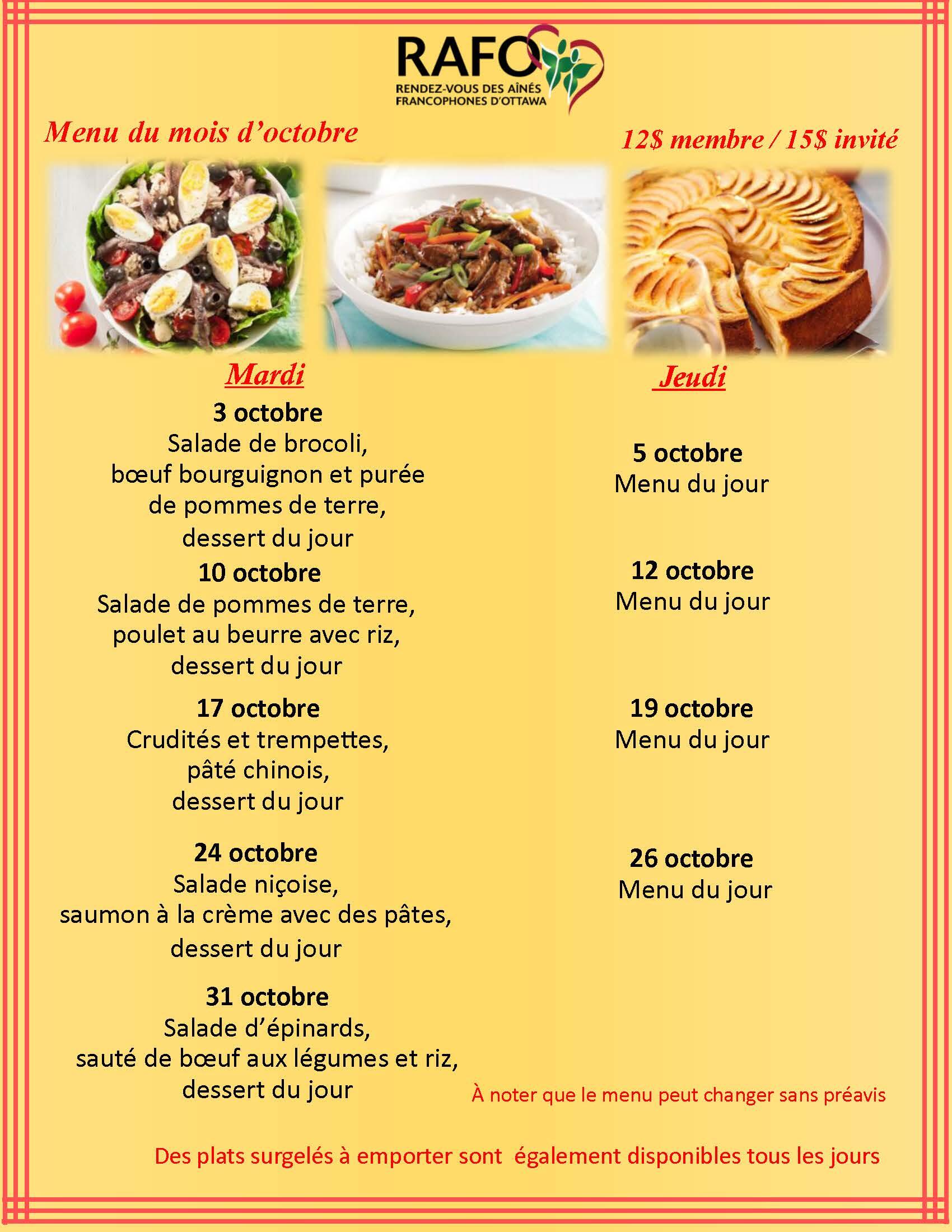 Menu du mois
